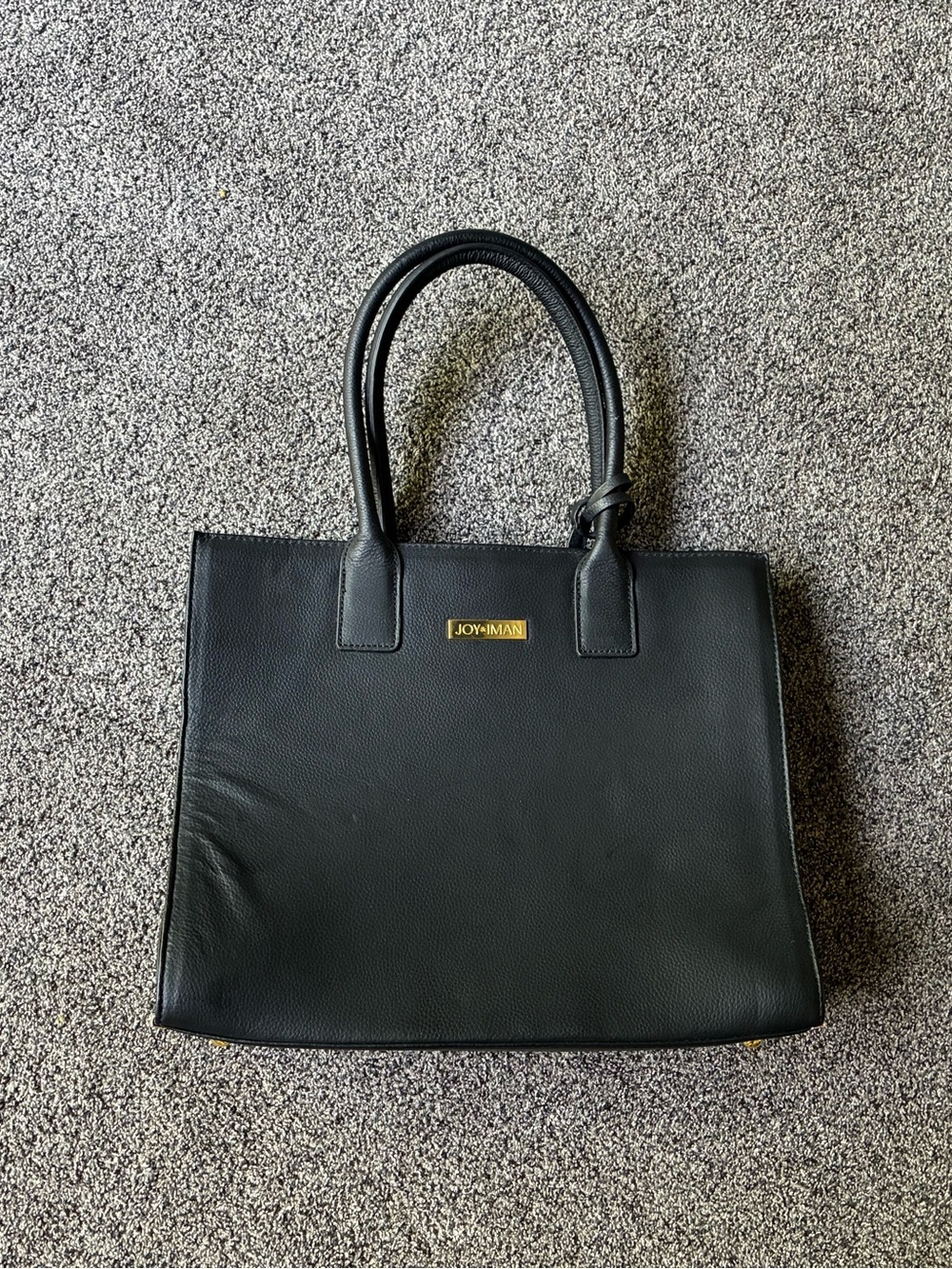 JOY & IMAN Black Split Leather Shoulder Bag Purse